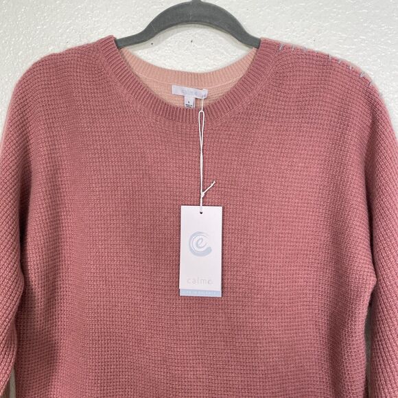 Johnny Was Calme Sweater Womens Small Cashmere Waffle Whip Stitch Knit Cozy NEW - Picture 5 of 10